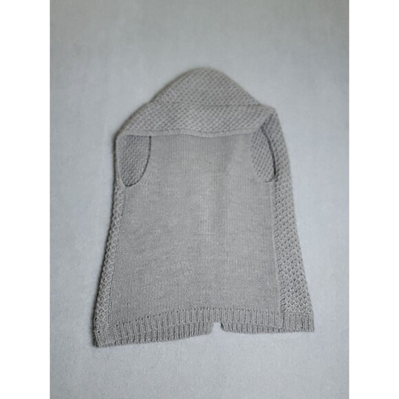 J Jill Open Vest Womens XS Gray Alpalca Chunky Knit Shawl Wrap Library Preppy - Picture 5 of 9